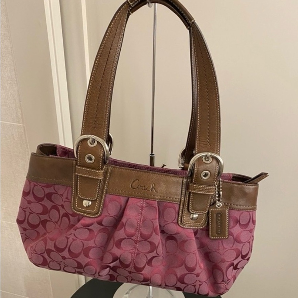 Coach Pink and Brown Shoulder Bag